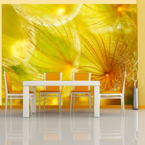 Papier peint pissenlit petits parachutes doux et cotonneux - 250 x 193 cm