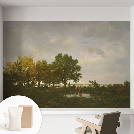 Papier peint intissé décoratif pour salon chambre et cuisine Facile à poser avec colle Paysage forestier 152x104 cm (1/5)