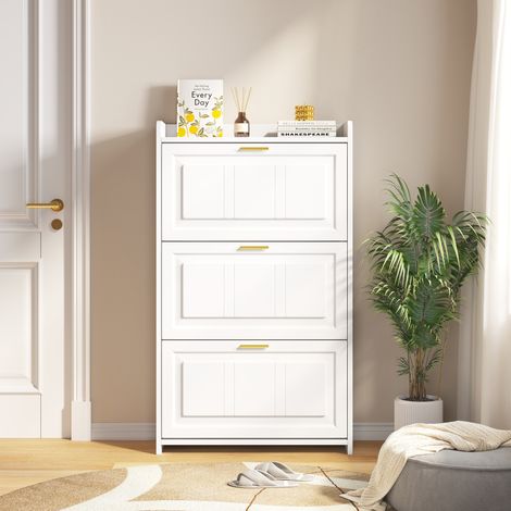 mobile contenitore 70x24x120 per scarpe compatto bianco OKMYHOME (1/5)