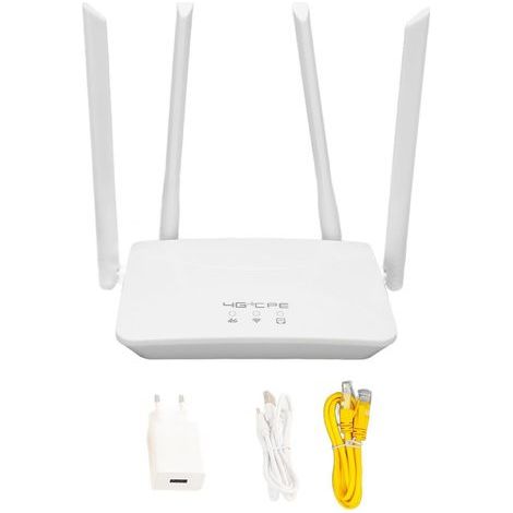 Routeur 4G LTE 300Mbps avec 4 Antennes Haut Gain, Point d'Accès Mobile WiFi, Slot pour Carte SIM, 100‑240V Prise UE pour Europe et Asie (1/5)