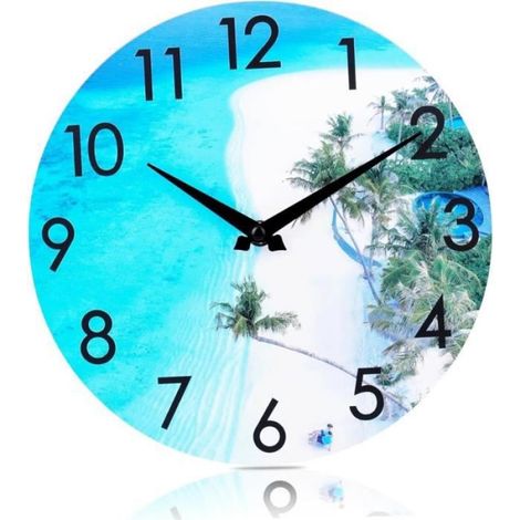 Horloge d'extérieur 12'' en acrylique étanche, horloge murale d'extérieur, thème côtier de plage, horloge de piscine extérieure (1/3)