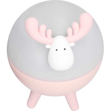 Veilleuse pour enfants, motif cerf mignon, musique, projection d'étoiles rotative, en silicone, cadeau de Noël rose (1/5)