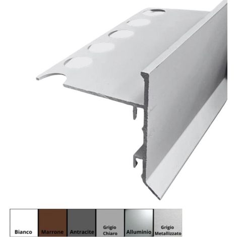 Gocciolatoio/Angolare/Giunzione SLIM in Alluminio per Balconi e Terrazze - Barra da 2,7 metri : Finitura - GRIGIO METALLIZZATO, Modello - GOCCIOLATOIO