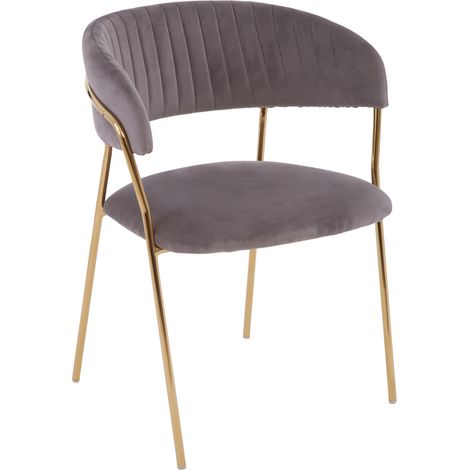 Interiors by Premier Soft Mink Velvet Dining Chair, Modern Dining Armchair, Mink and Gold Luxury Dining Chair for Home, Lounge (1/5)