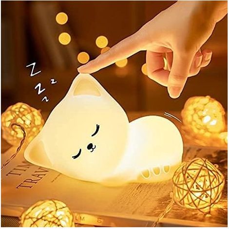 Veilleuse Enfant,Veilleuse Bébé,Veilleuse Bebe Enfant Rechargeable Chat,Veilleuse Bébé LED Portable Fille Adulte,Lampe Chevet Tactile,Veilleuse Silicone Portable,Cadeau Lumineux,Veilleuse Enfant (1/5)