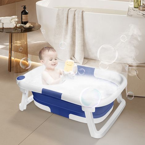 Babybadewanne Faltbadewanne Anti Rutsch Baby Badewanne 0-3 Jahre Blau (1/5)