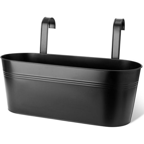 Hängender Balkonkasten 3er Set, 43cm Metall Pflanzkasten mit Haken, Vintage Kräutergarten für Geländer (1/5)