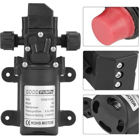 Pompe à diaphragme électrique miniature 12V/24V – Pompe à eau auto-amorçante à haute pression, protection automatique, débit réglable jusqu’à 6 L/min, pour lavage, pulvérisation et systèmes d’eau