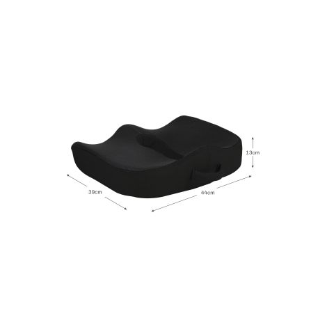 Coussin d'assise noir en mousse à mémoire de forme avec découpe coccyx et soutien ergonomique pour chaise de bureau et voiture (1/5)