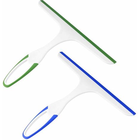 Lot de 2 raclettes de douche pour portes de douche en verre, vitres de voiture, pare-brise, miroirs, raclettes d'essuie-glace (1/5)