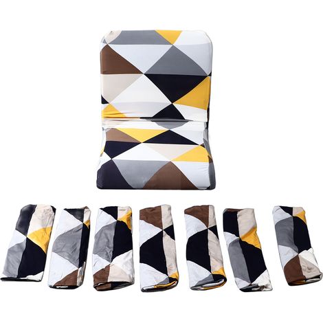 Lot de 8 housses de chaise extensibles en polyester, amovibles et lavables, pour salle à manger. Housse de protection universelle et élégante pour chaises de style Parson. Motif géométrique. (1/5)