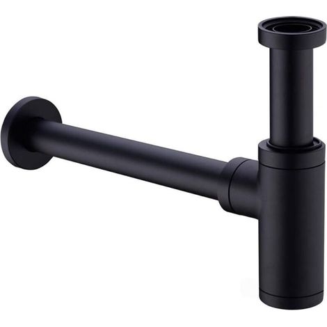 Siphon de lavabo en laiton Ulisem, siphon universel avec rallonge de 200 mm, siphon réglable 1 1/4 x 32 mm, anti-odeurs, anti-fuites, noir mat (1/4)