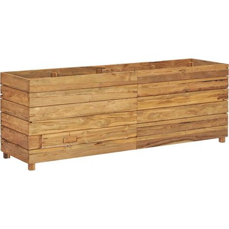 Aiuola rialzata per piante e fiori 150 x 40 x 55 cm legno di teak riciclato e acciaio 020000913