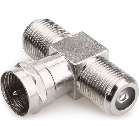 Adaptador divisor de cable coaxial de 3 vías, macho a 2 hembras, para conectores de satélite y cables de antena de TV de interior - Paquete de 2 (1/5)