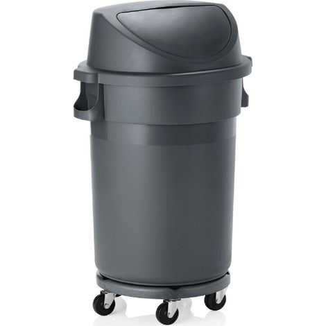 Poubelle sur chariot 120 ltr Ø 46 cm H 102 cm couvercle poussoir polypropylène - Was Germany (1/2)