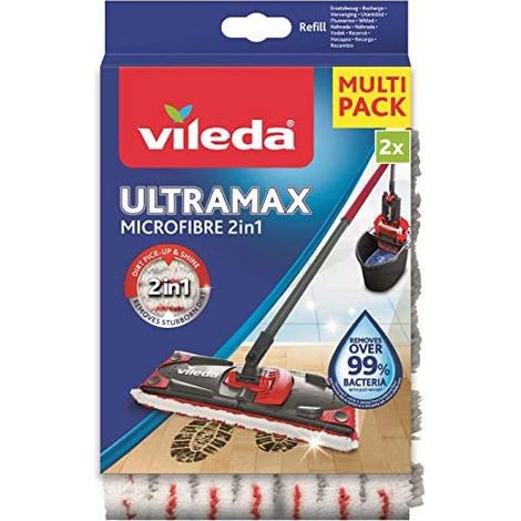 Vileda Ultramax Turbo Pack de 2 Recambios de Microfibra Rojo Blanco (1/5)