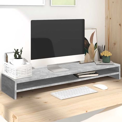 vidaXL Support de moniteur Gris béton 100x24x13 cm Bois d'ingénierie