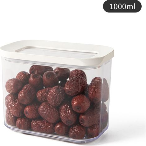 1000 ml - Weiße, rechteckige Vorratsdose - Transparente Aufbewahrung