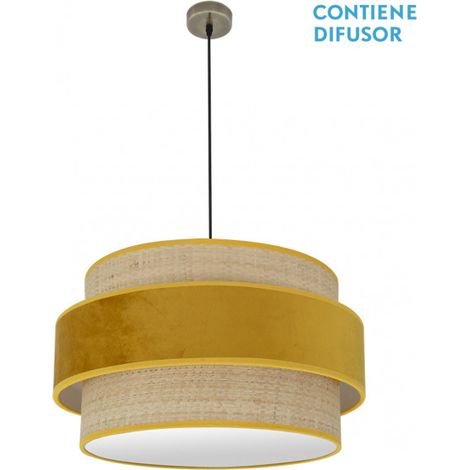 Colgante Reyes 3xe27 Cuero/natural-yema Regx60x60 Cm