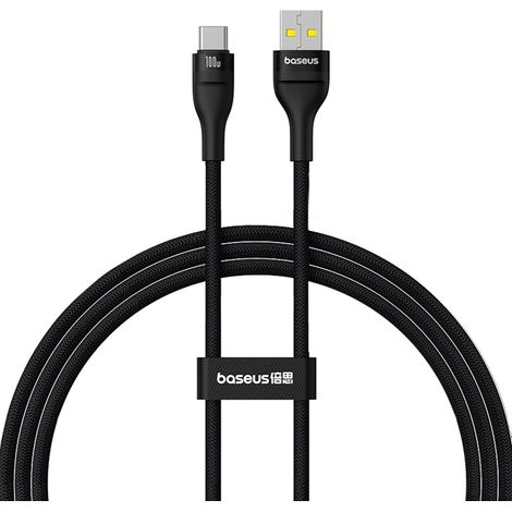 Cable Flash 2 USB-A - USB-C de 100 W y 1 m de longitud, resistente - Negro (1/5)
