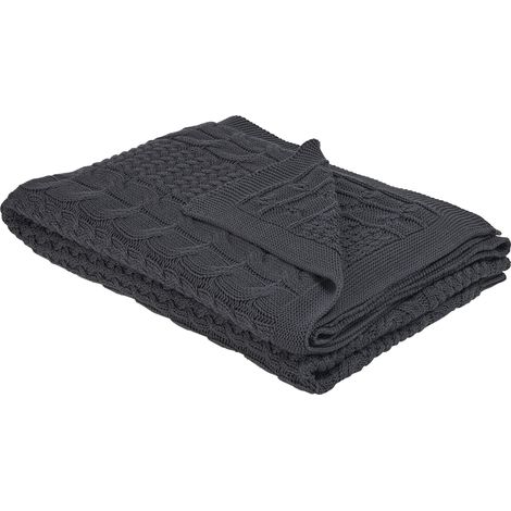 Blanket FETHIYE Cotton 140 x 170 cm Dark Grey