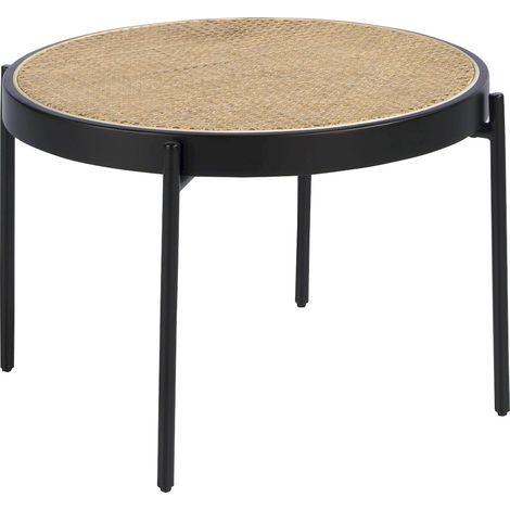 Table basse ronde en rotin Angel Cerda - Noir mat et rotin naturel (1/5)