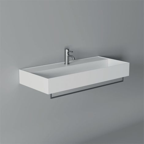 Lavabo Hide sospeso cm. 100x45 rettangolare in ceramica bianco di