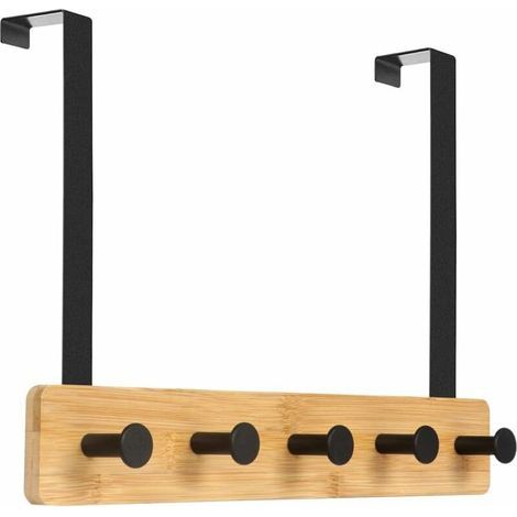 Türhaken zum Aufhängen, 5 Haken, Türhaken für Schlafzimmer, Garderobe zum Aufbewahren von Mänteln, Jacken, Bademänteln, Handtaschen und anderen – natürlich – TRIMEC (1/5)