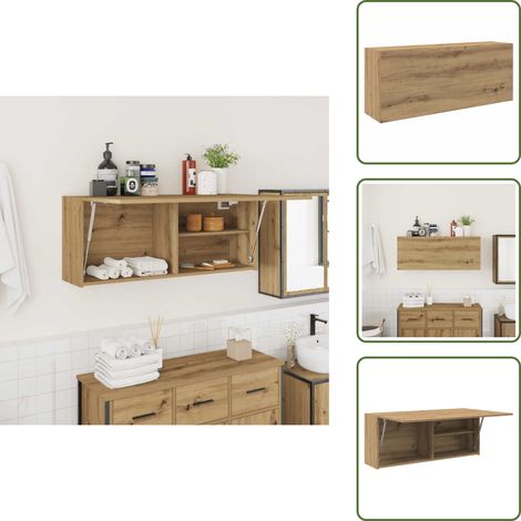 The Living Store Bad-Wandschrank Artisan-Eiche 100x25x40 cm Holzwerkstoff - Holzwerkstoff (1/5)