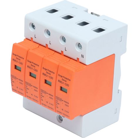 Parafoudre 4P sur rail avec voyant lumineux, 420 V CA, RMU1-C60, capacité maximale : 60 kA (1/5)