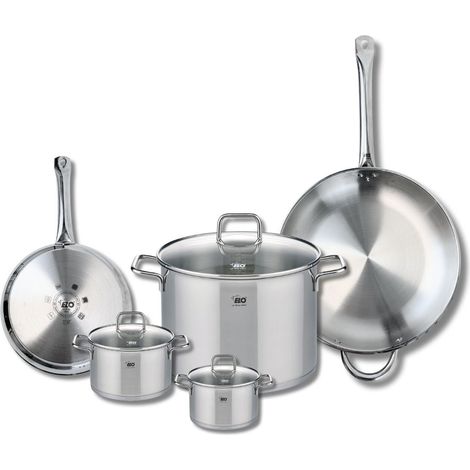 Ensemble de 2 Poêles de cuisson 24 et 32 cm et 3 faitouts 12, 14 et 26 cm Elo Profi Citrin (1/5)