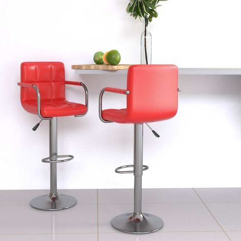 vidaXL Taburetes de cocina 2 unidades cuero sintético rojo (1/5)