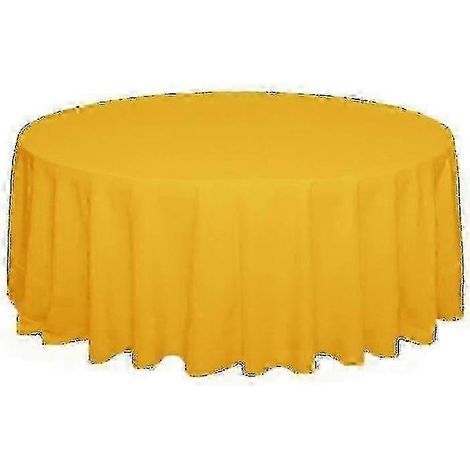 Runde Polyester-Tischdecke – Schlichte und strapazierfähige Tischdecke, ideal für Hochzeiten – Gold – Durchmesser 160 cm (1/4)