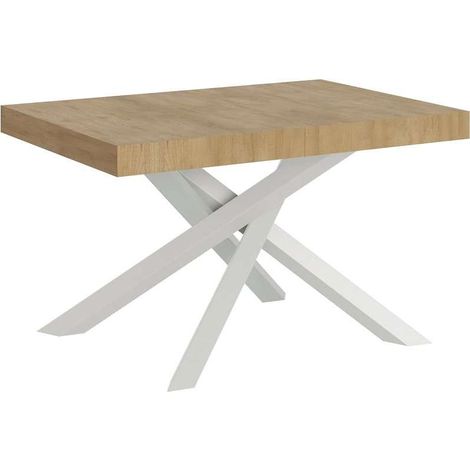 Tavolo allungabile 120/380x90 cm Volantis Premium quercia natura gambe bianche