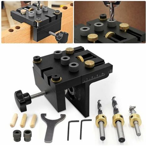 Kit De Gabarit De Positionnement - 6 mm 8 mm 10 mm 15 mm - Pour Trous De Poche En Menuiserie - 3 En 1 Avec Clip De Positionnement - 1 Pièce (1/4)