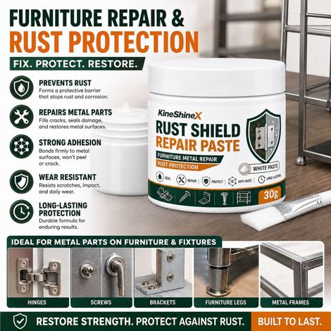 KineShineX Rostschutz- und Reparaturpaste, Möbel-Metallschutz, 30 g, weißer Rostschutz gegen Rost (1/5)