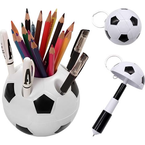 Porte-stylo avec ballon de football créatif multifonctionnel, porte-stylo, porte-brosse à dents, organisateur utile pour la décoration de votre maison, bureau et rangement sur le bureau (1/5)