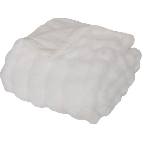 Plaid XL Imitation Fourrure 3D "Zephy" 180x230cm Blanc