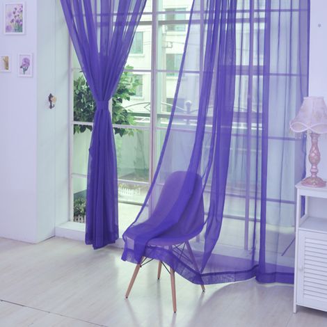 Cortinas de voile transparente, paneles de cortina lisos con ojales, en malla transparente, decoración moderna para dormitorio, sala de estar y puerta. (1/3)