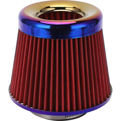 Filtre à Air D'admission de Voiture, Filtre à Air Conique Rond Haute Performance de 3 Pouces/76 Mm, Filtre à Air D'entrée D'accessoire Universel à Cône Réutilisable Lavable(rouge). (1/5)