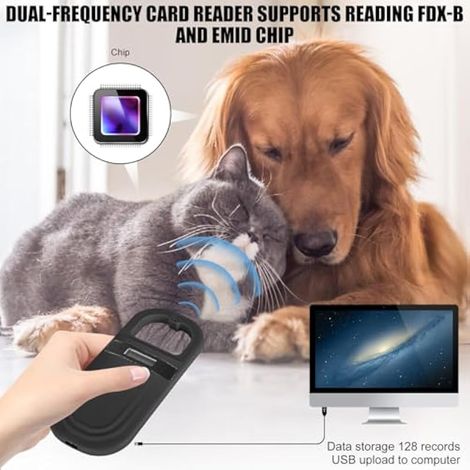 Lecteur d'identification pour animaux de compagnie, lecteur de puce pour chien/chat, scanner de micropuces pour animaux domestiques, lecteur de puces pour animaux de compagnie, scanner pour le suivi (1/3)
