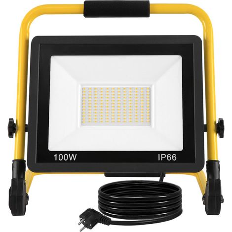 Foco LED de 100 W, foco portátil para edificios, iluminación exterior, foco impermeable IP66 para jardín o garaje.