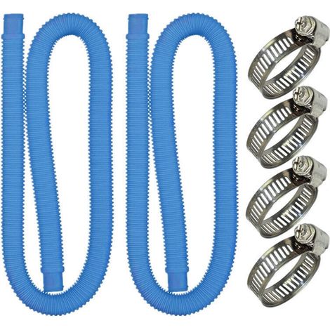 Tuyau Piscine Hors Sol - Polyéthylène Dense - Étanche Flexible - Pour Filtre Pompe Sable - 2 Pièces Avec Collier Acier Inoxydable (1/3)