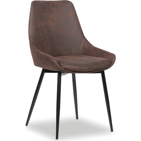 Chaise Mirano coloris brun acier microfibre (1/4)