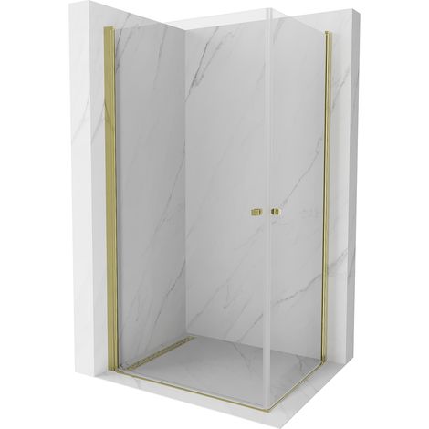 Mexen Pretoria Duo cabine de douche battante 80 x 70 cm, transparent, dorée - 852-080-070-50-00-02 (1/5)