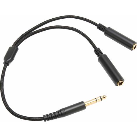 Câble en Y répartiteur stéréo TRS 1/4 pouce, câble audio stéréo jack mâle 6,35 mm vers double jack femelle 6,35 mm 1/4 pouce, fiche et prise plaquées or, 30 cm. (1/5)
