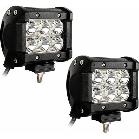 Hengda Work Light 2x 18W Fari LED quadrati 12V 24V Luci di guida IP67 impermeabili Luci da lavoro fuoristrada per motociclette Auto ATV SUV - Nero (1/3)