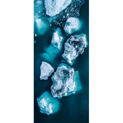 Tableau sur verre synthétique icebergs flottants 65x145 cm - Impression sur Verre synthétique - Image HD imprimée sur Verre synthétique - Tableau mural décoratif - Fabriqué en France (1/4)