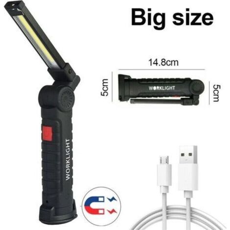 Lot de 2 lampes torches magnétiques rechargeables COB, lampe d'inspection flexible sans fil pour travaux (1/5)