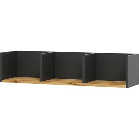 Libreria da parete Tomy, Antracite/quercia dorata, 90 x 20 cm, Vicco